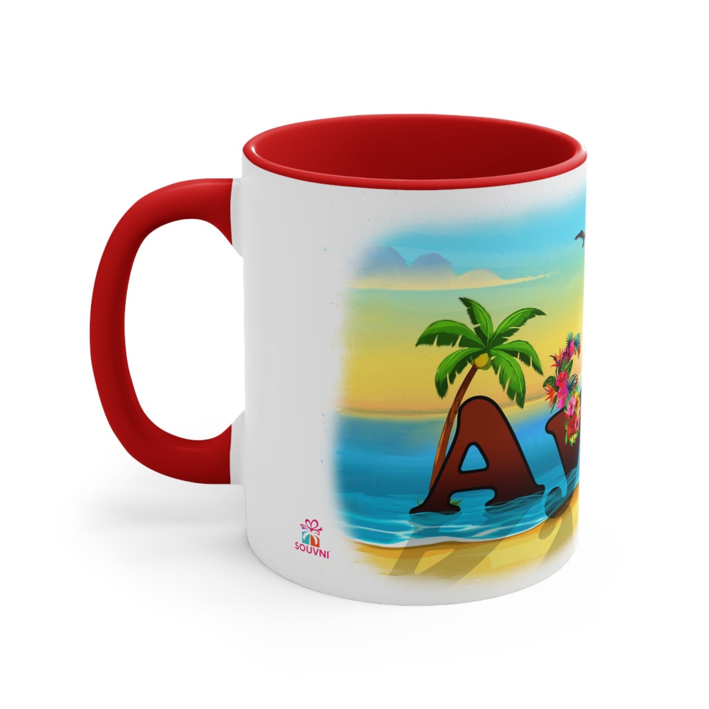 Accent Coffee Mug - Tas Kafe ak Manch, 11 oz