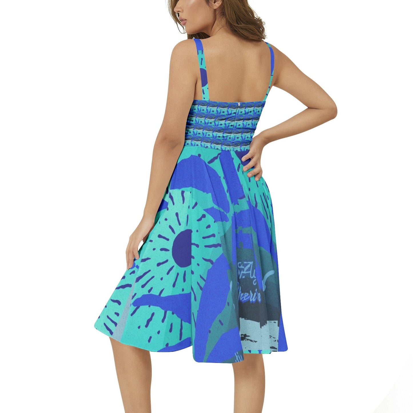 Ayiti Cheri Mwen - Sleeveless Square Neck Flare Hem Midi Dress